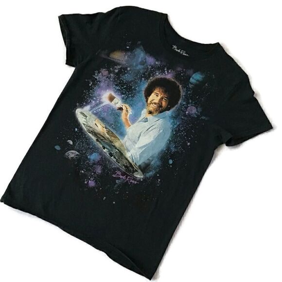 Bob Ross Galaxy Graphic Tee Shirt - Picture 1 of 7